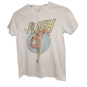 The Flash T-Shirt Mens Size Medium White Blue DC Comics Short Sleeves